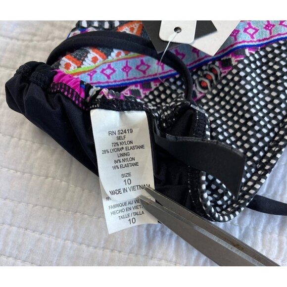 La Blanca String Bikini Top SZ 10 Colorful Print NEW - Picture 5 of 8